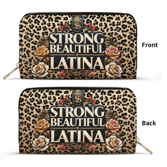 Strong Beautiful Latina - Personalized Leather Clutch Purse LAT08C