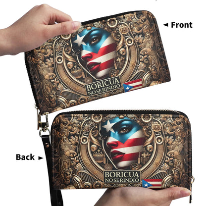 Boricua no se Rindió - Personalized Leather Clutch Purse BOR10C