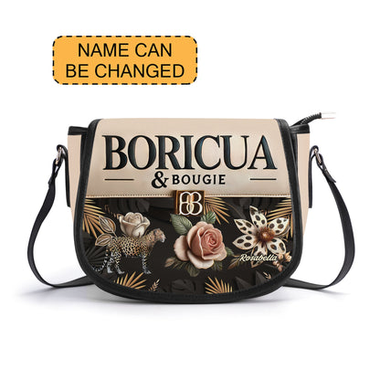 Boricua & Bougie - Personalized Leather Saddle Cross Body Bag BOR12S5