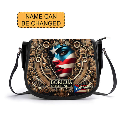 Boricua no se Rindió - Personalized Leather Saddle Cross Body Bag BOR10S5