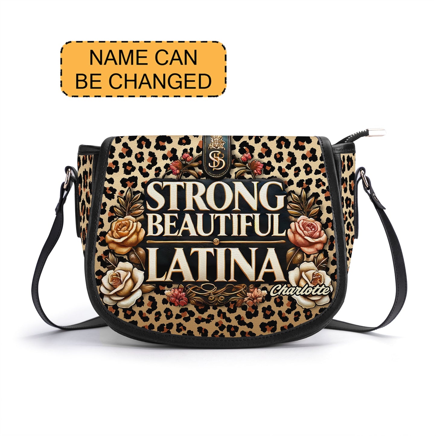 Strong Beautiful Latina - Personalized Leather Saddle Cross Body Bag LAT08S5