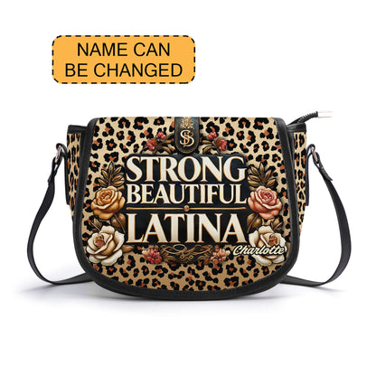 Strong Beautiful Latina - Personalized Leather Saddle Cross Body Bag LAT08S5