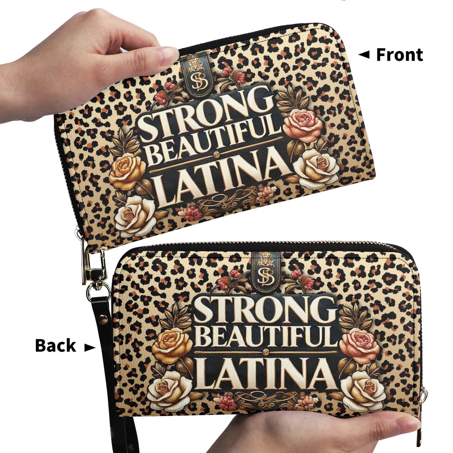 Strong Beautiful Latina - Personalized Leather Clutch Purse LAT08C