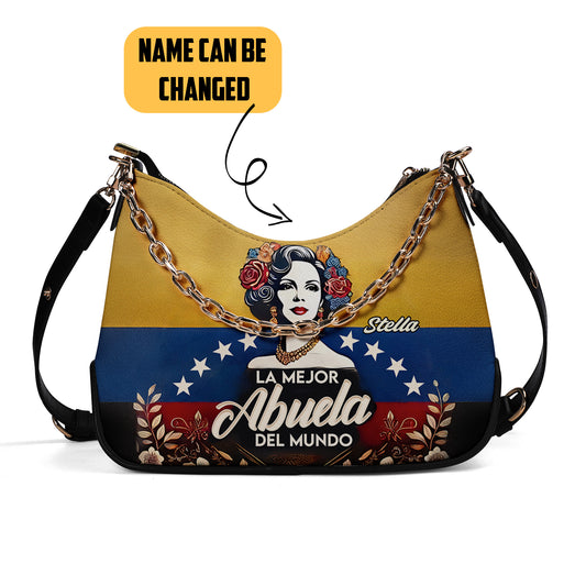 La Mejor Abuela Del Mundo - Personalized Custom Chain Crossbody Handbag - VEN02S9