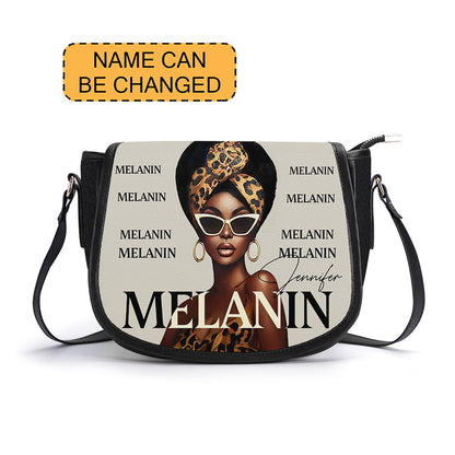 MELANIN - Personalized Leather Saddle Cross Body Bag BLQ13S5