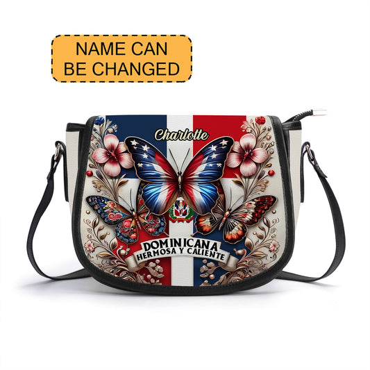 Dominicana hermosa y caliente - Personalized Leather Saddle Cross Body Bag DOM04S5