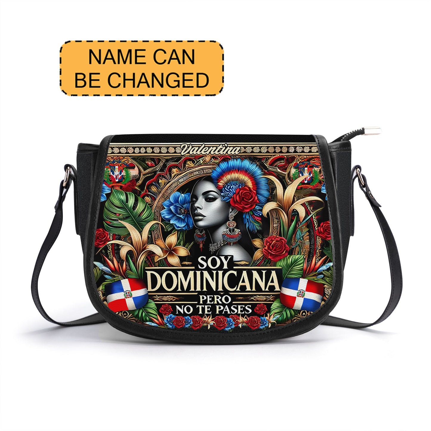 Soy Dominicana pero no te pases - Personalized Leather Saddle Cross Body Bag DOM06S5