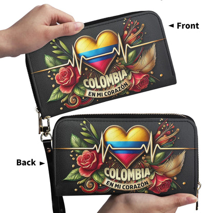 Colombia En Mi Corazón - Personalized Leather Clutch Purse COL03C