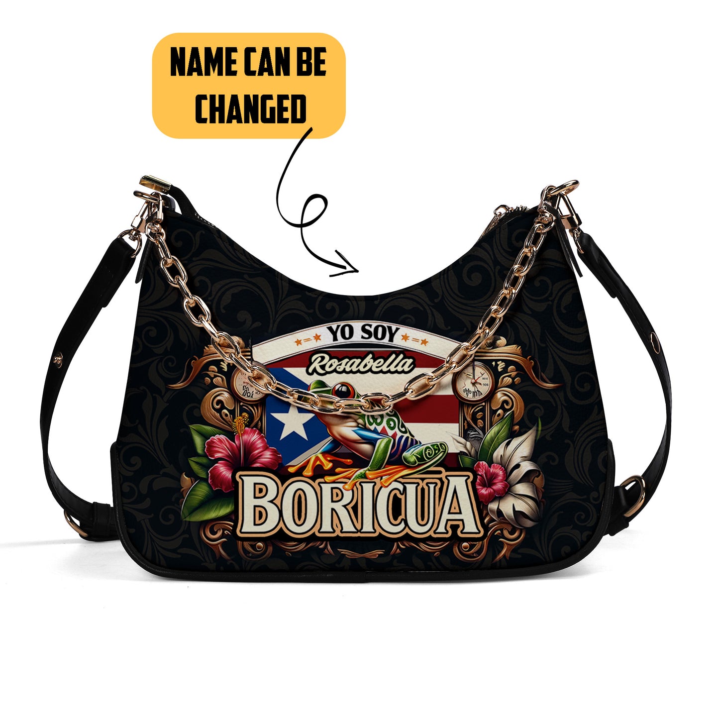 Yo soy Boricua - Personalized Custom Chain Crossbody Handbag - BOR06S9