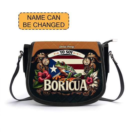 Yo soy Boricua - Personalized Leather Saddle Cross Body Bag BOR06S5