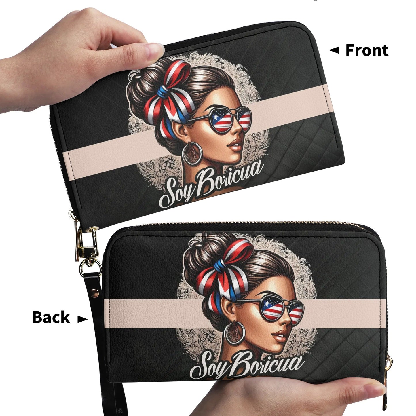 Soy Boricua - Personalized Leather Clutch Purse BOR05C