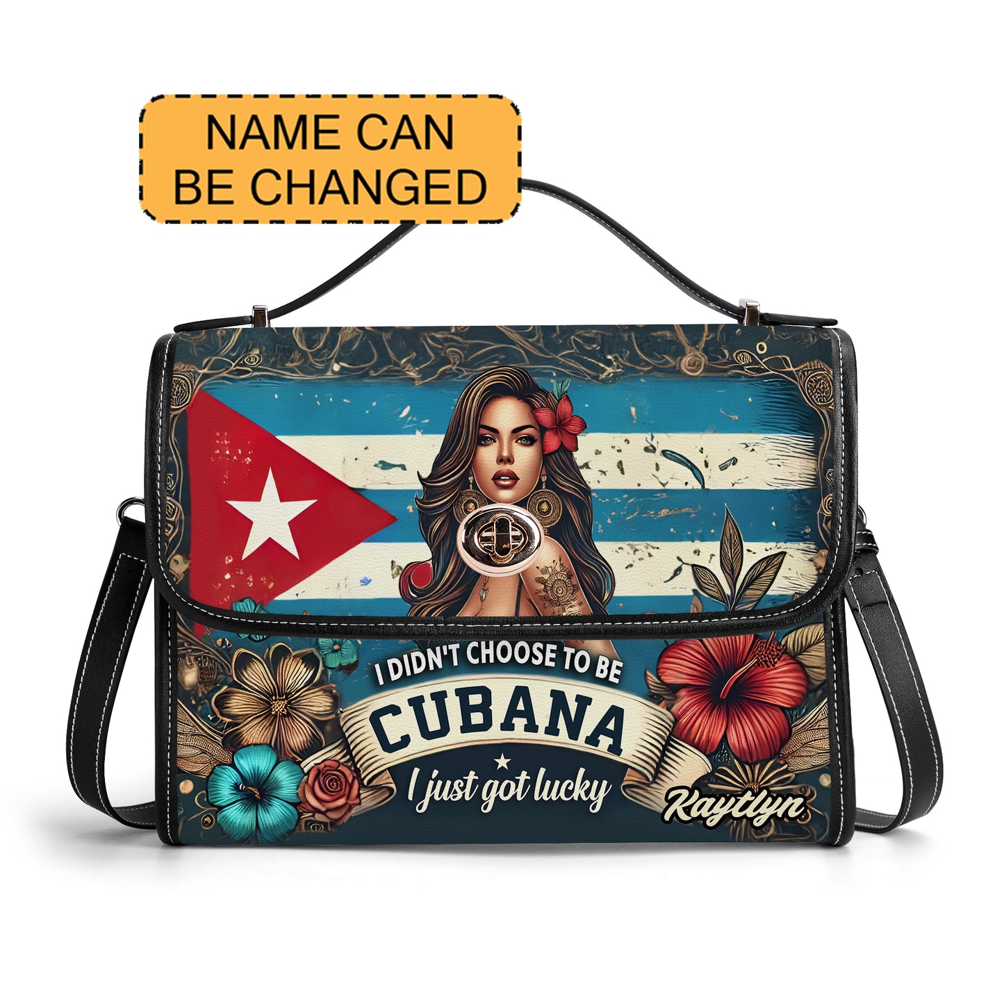 I didn't choose to be Cubana, I just got lucky.  - Personalized Leather Satchel Bag CUB01S4