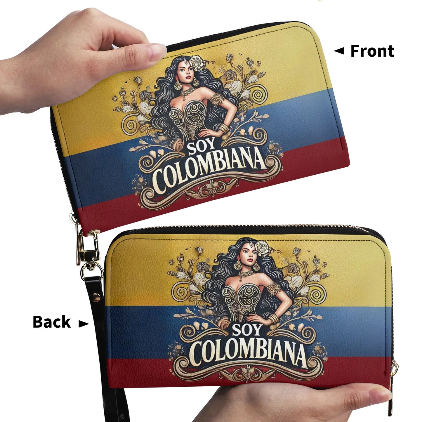 Soy Colombiana- Personalized Leather Clutch Purse COL02C