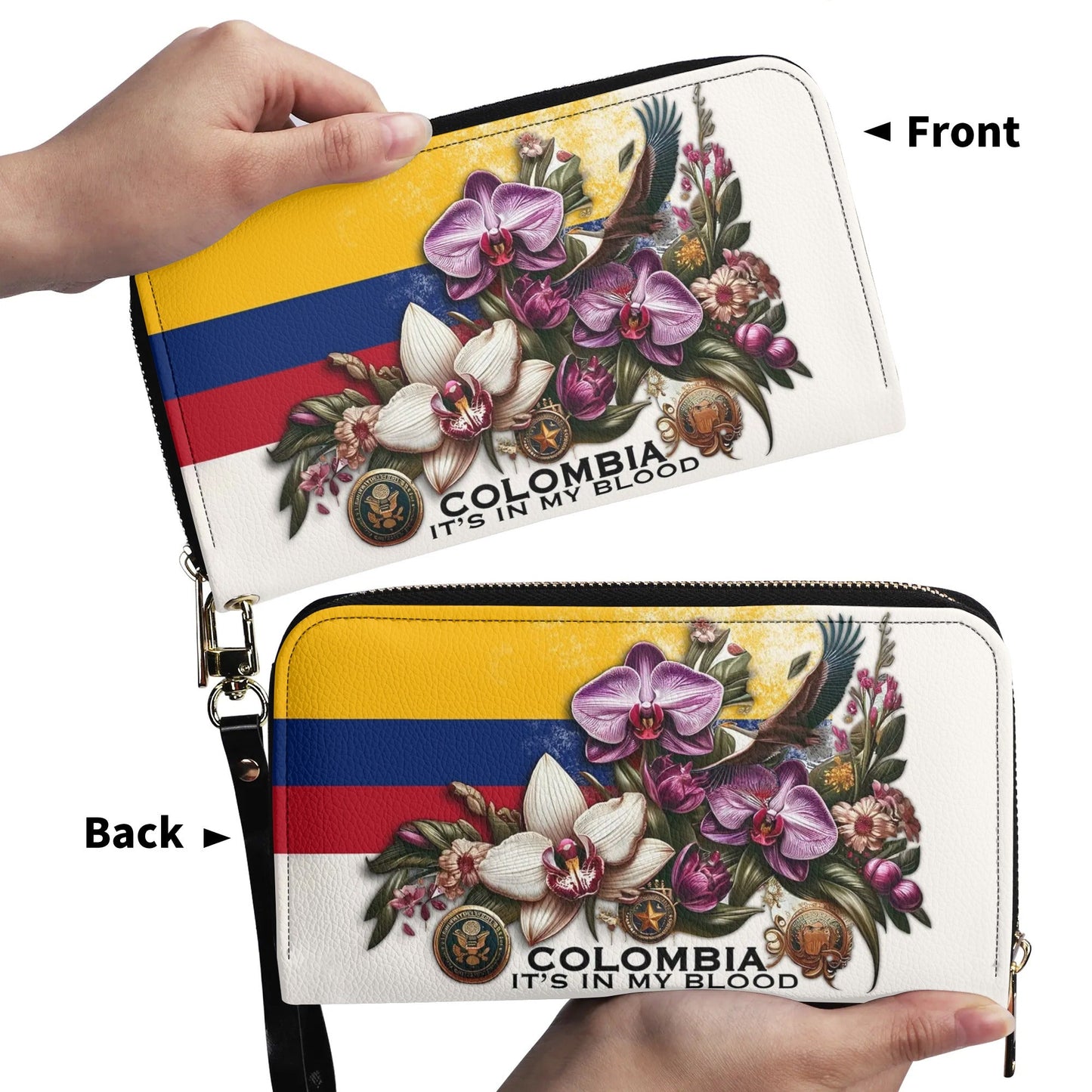 Colombia It's In My Blood - Personalized Leather Clutch Purse COL01C