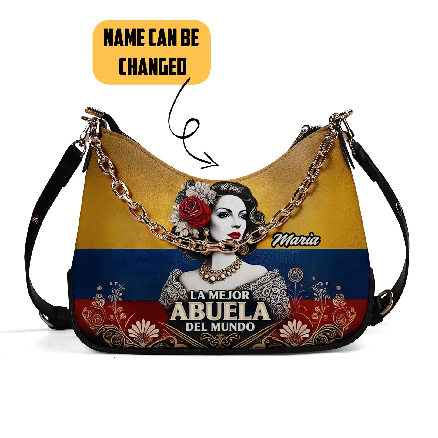 La Mejor Abuela Del Mundo - Personalized Custom Chain Crossbody Handbag - COL02S9