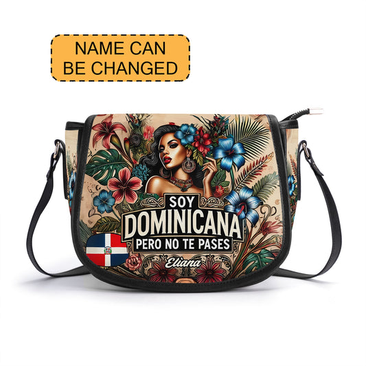 Soy Dominicana pero no te pases - Personalized Leather Saddle Cross Body Bag DOM05S5