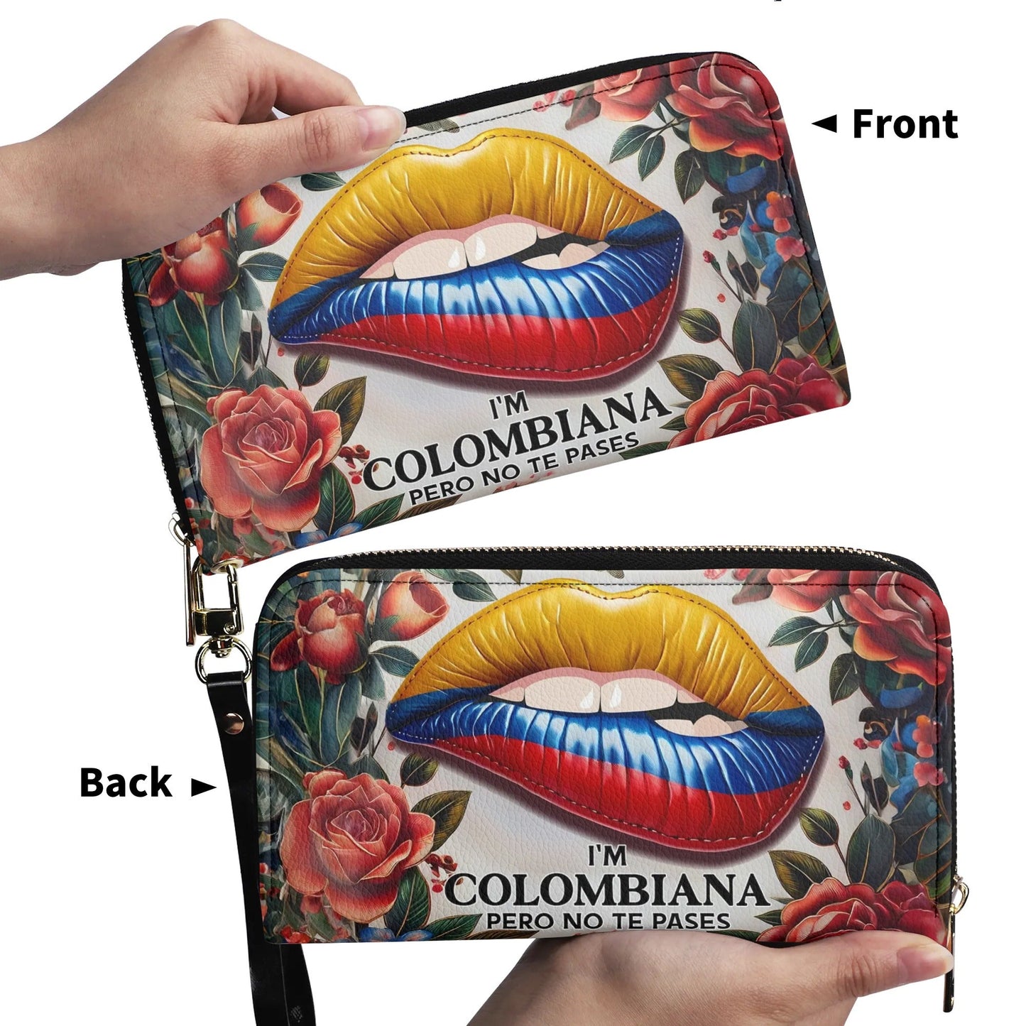 I'm Colombiana Pero No Te Pases - Personalized Leather Clutch Purse COL04C