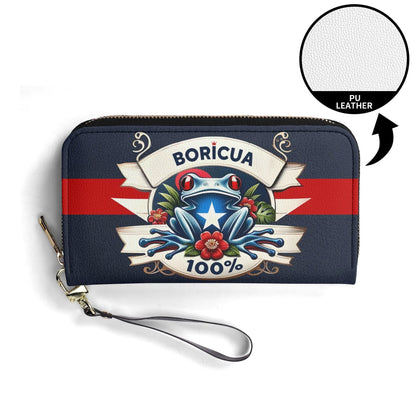 Boricua 100% - Personalized Leather Clutch Purse BOR09C