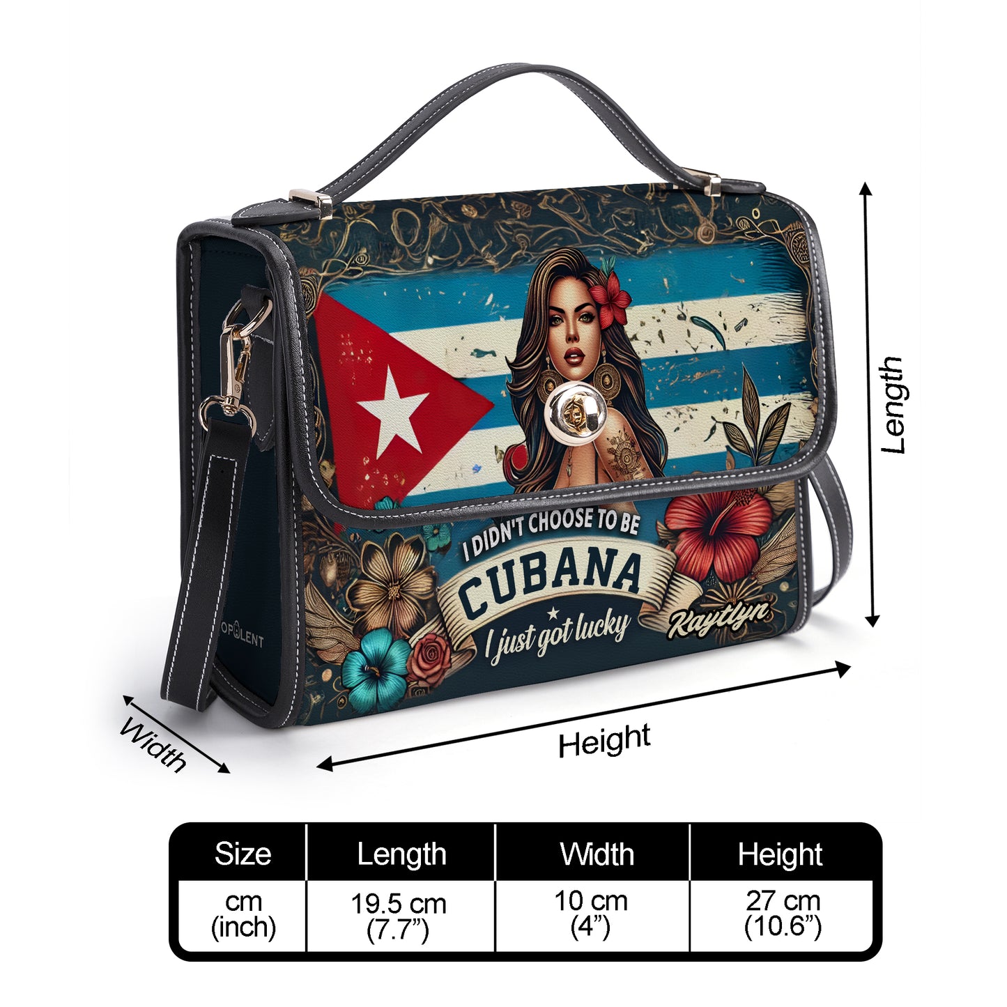 I didn't choose to be Cubana, I just got lucky.  - Personalized Leather Satchel Bag CUB01S4