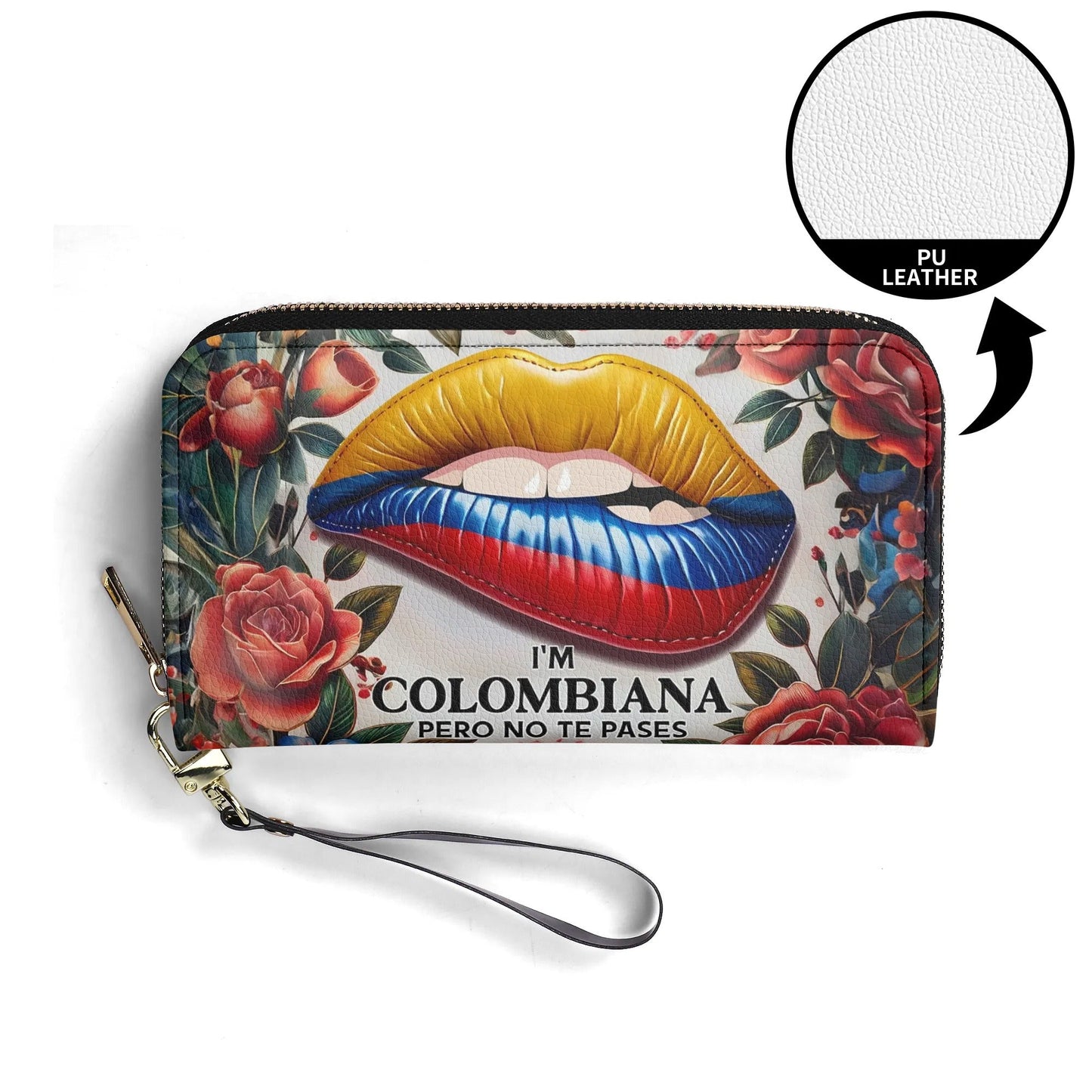 I'm Colombiana Pero No Te Pases - Personalized Leather Clutch Purse COL04C