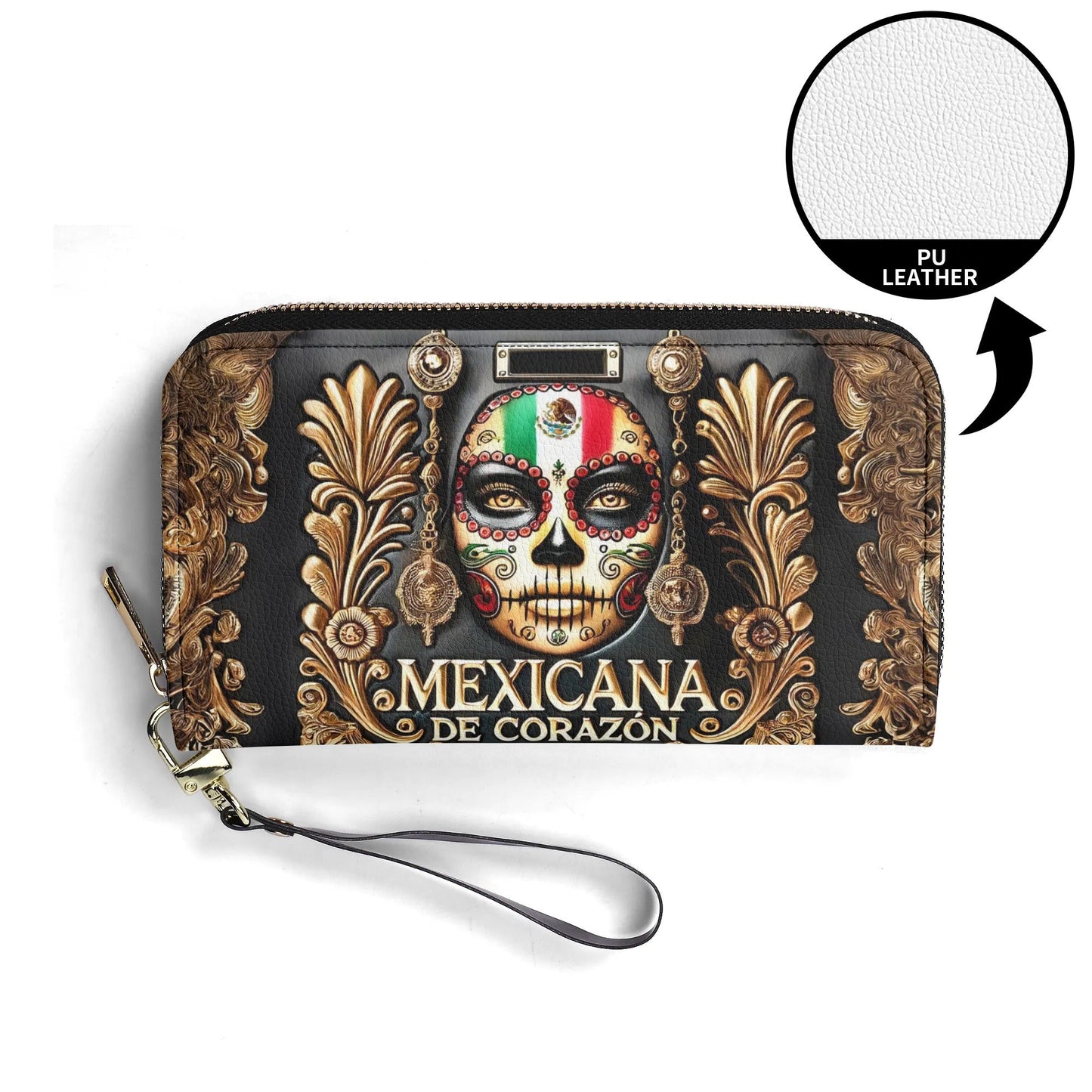 Mexicana de corazón - Personalized Leather Clutch Purse MEX04C