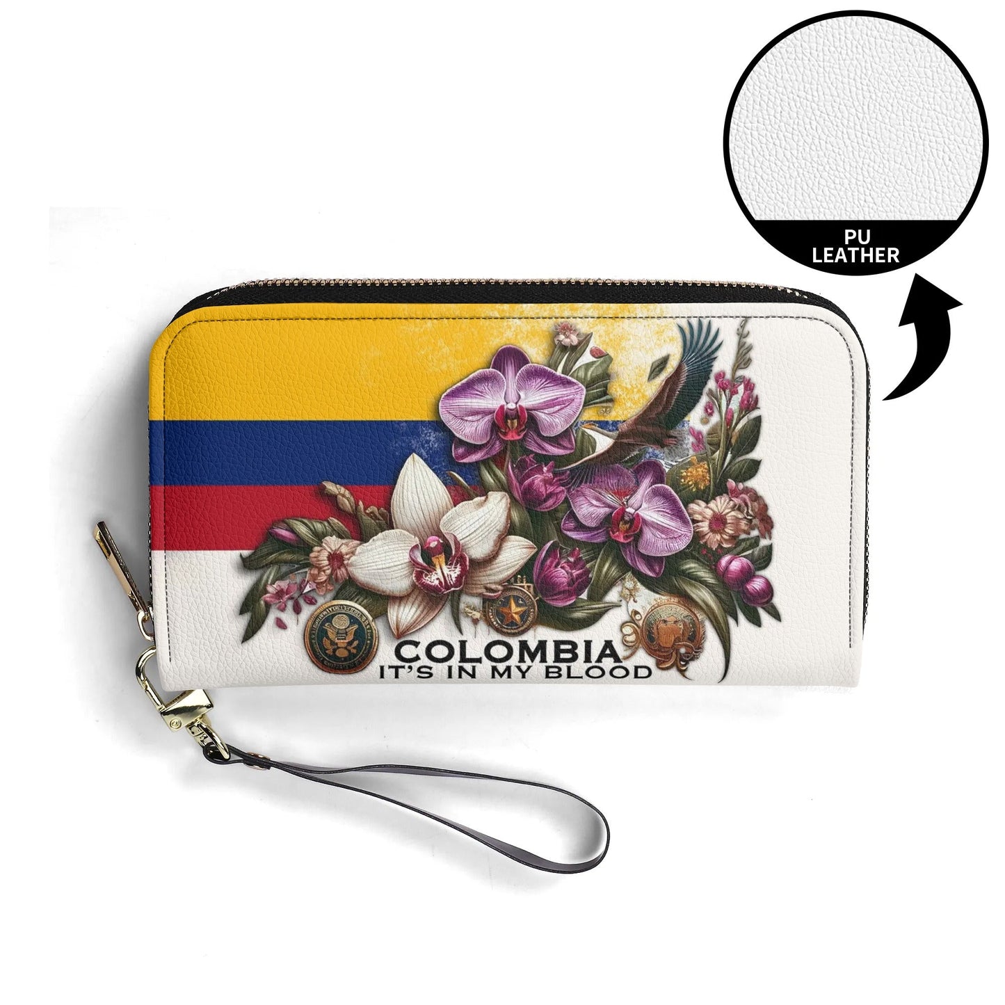 Colombia It's In My Blood - Personalized Leather Clutch Purse COL01C