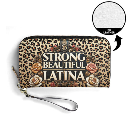 Strong Beautiful Latina - Personalized Leather Clutch Purse LAT08C