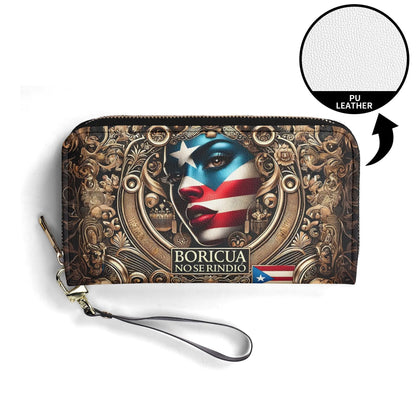 Boricua no se Rindió - Personalized Leather Clutch Purse BOR10C