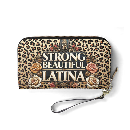 Strong Beautiful Latina - Personalized Leather Clutch Purse LAT08C