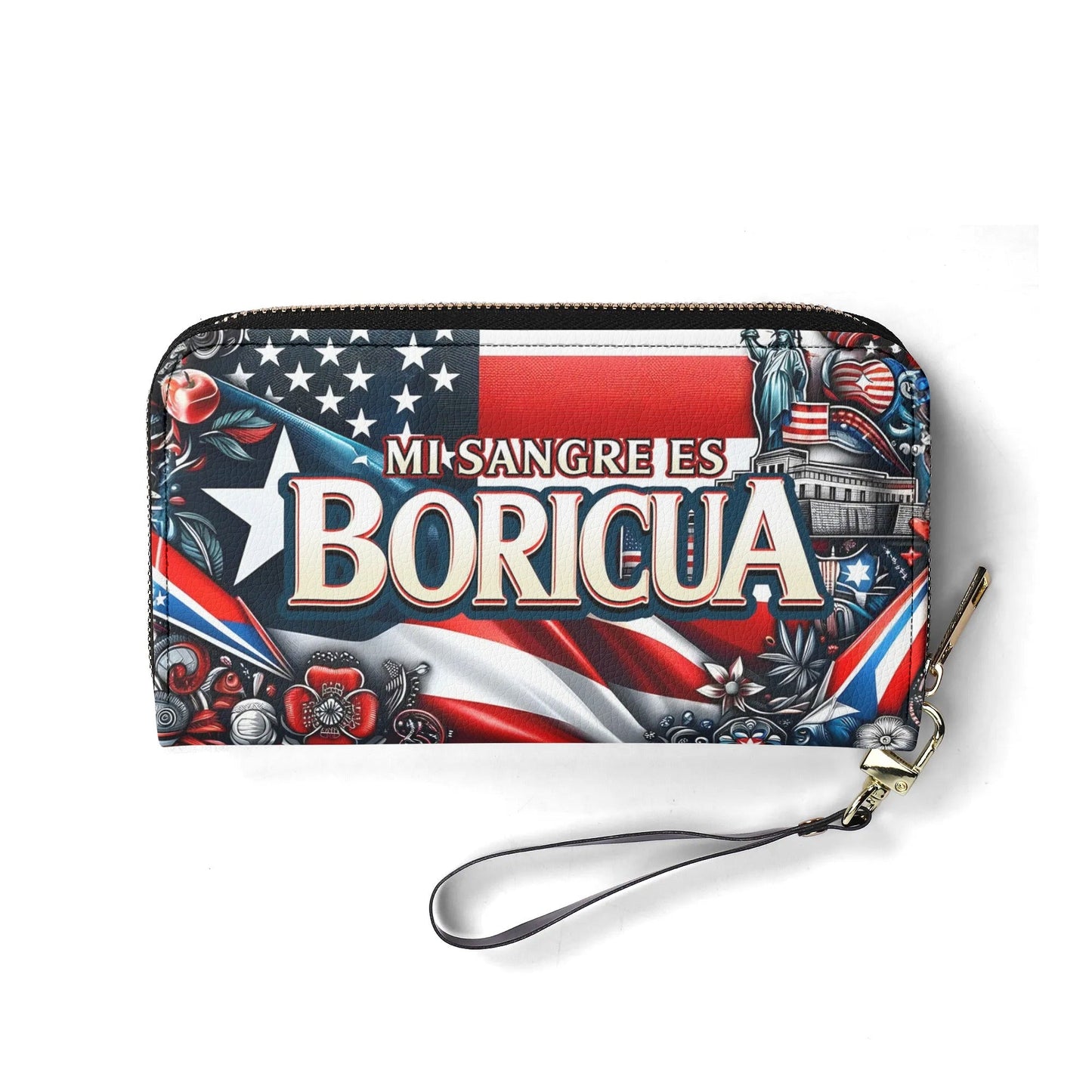 Mi sangre es Boricua - Personalized Leather Clutch Purse BOR11C