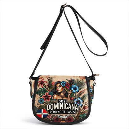 Soy Dominicana pero no te pases - Personalized Leather Saddle Cross Body Bag DOM05S5