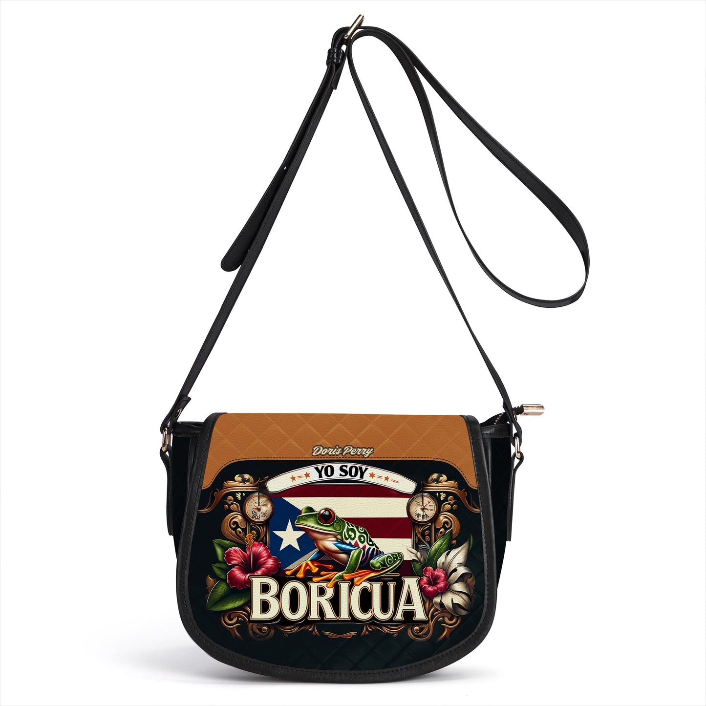 Yo soy Boricua - Personalized Leather Saddle Cross Body Bag BOR06S5