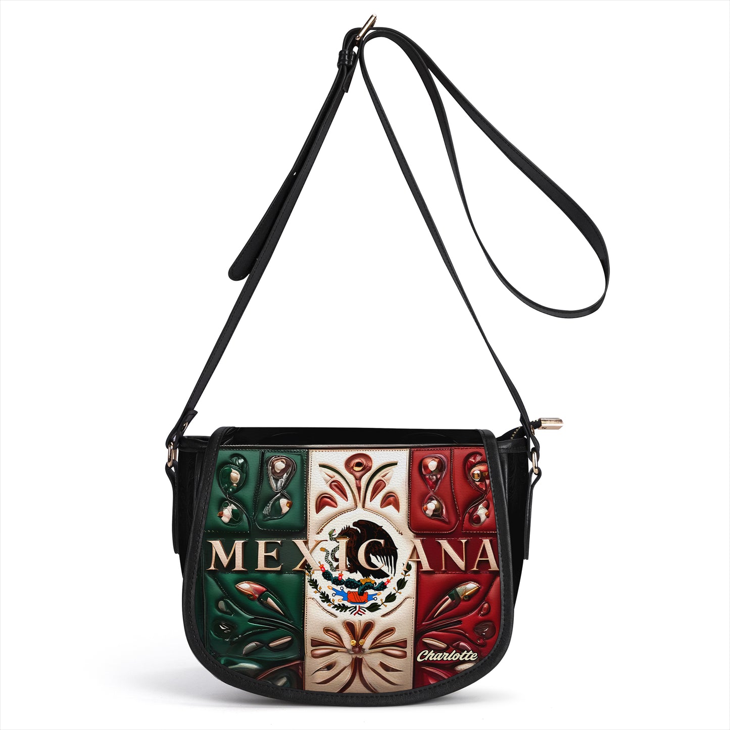 Mexicana - Personalized Leather Saddle Cross Body Bag MEX03S5