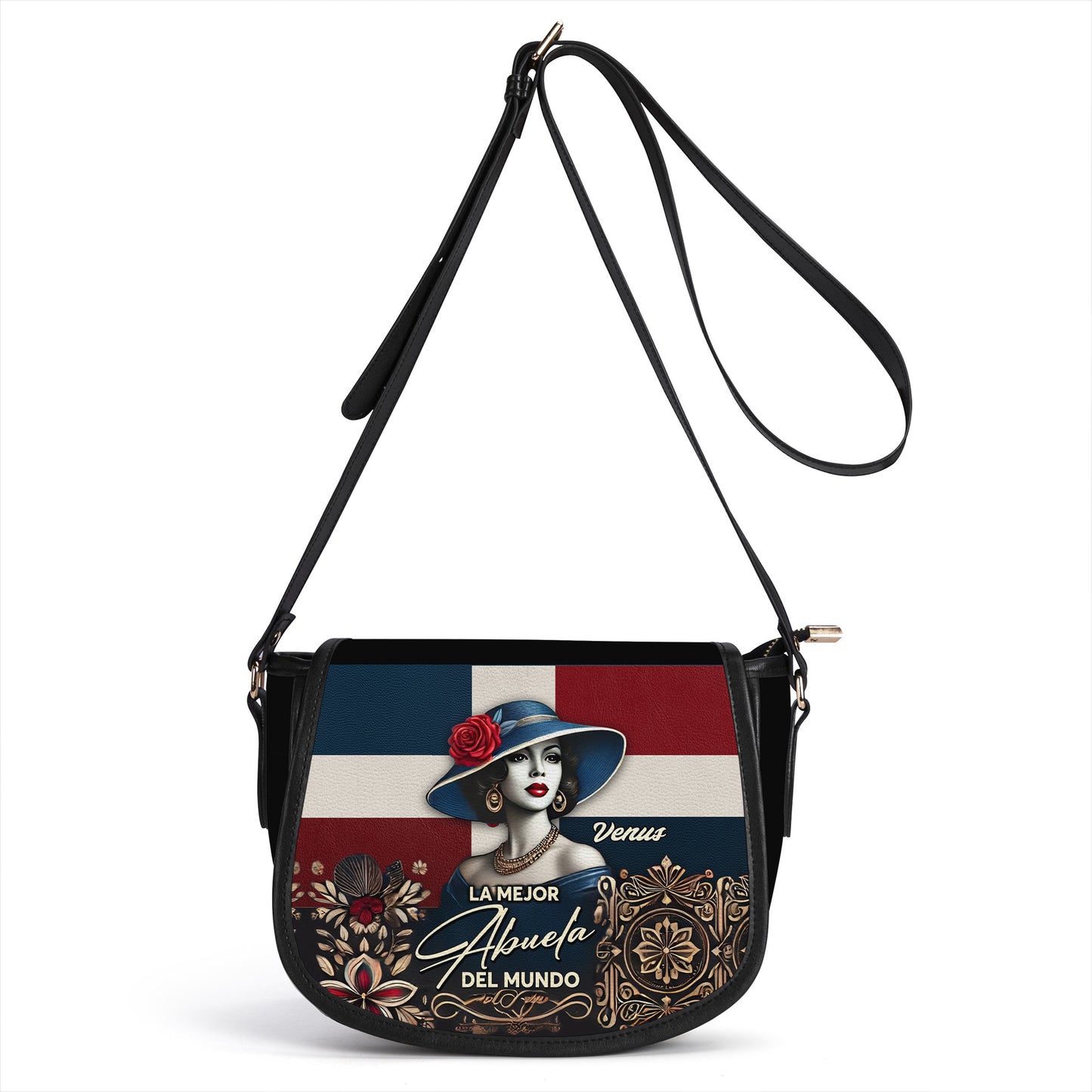 La Mejor Abuela Del Mundo - Personalized Leather Saddle Cross Body Bag DOM07S5