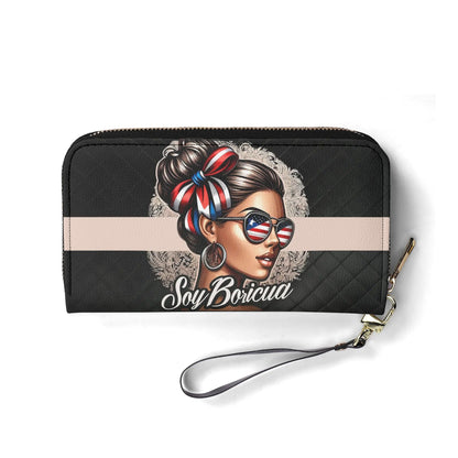 Soy Boricua - Personalized Leather Clutch Purse BOR05C