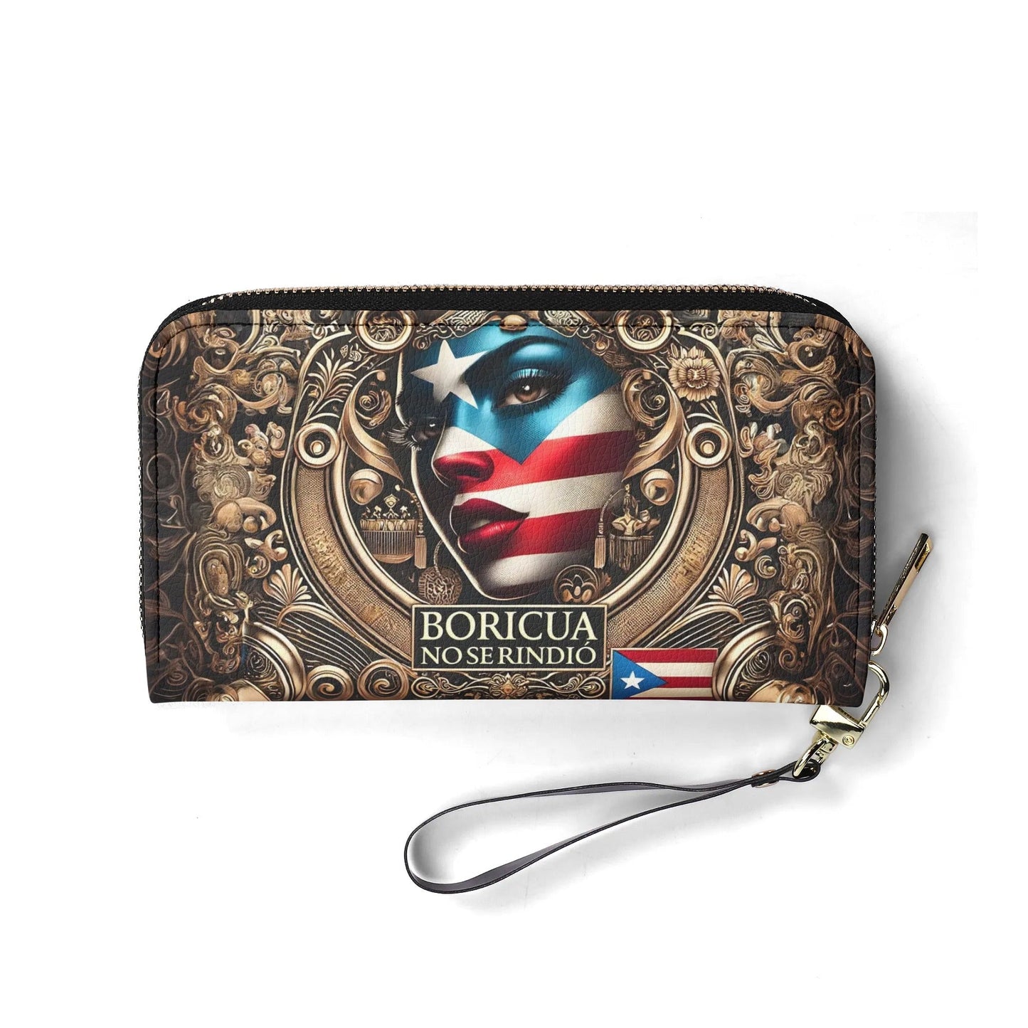 Boricua no se Rindió - Personalized Leather Clutch Purse BOR10C