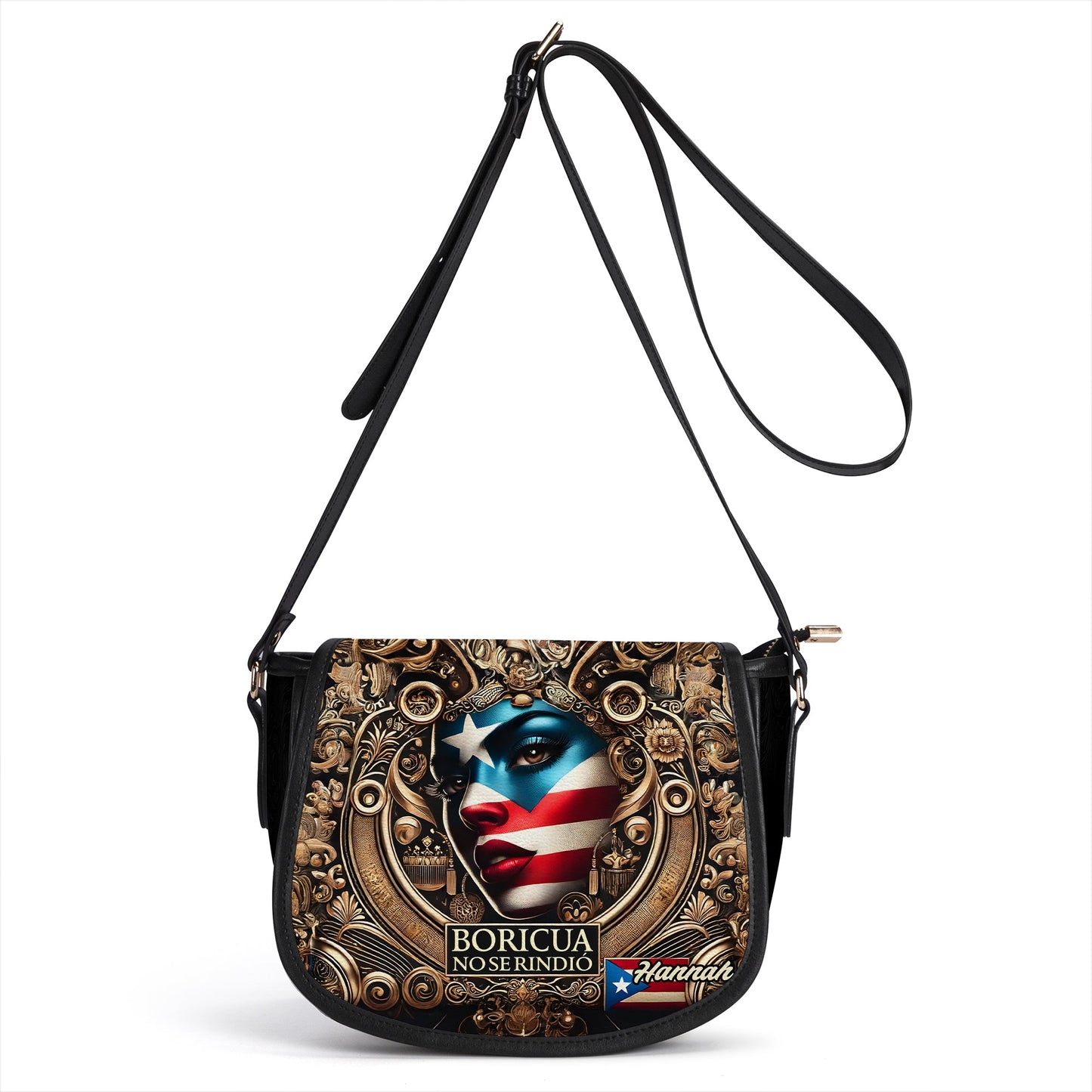 Boricua no se Rindió - Personalized Leather Saddle Cross Body Bag BOR10S5