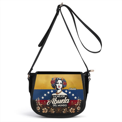 La Mejor Abuela Del Mundo - Personalized Leather Saddle Cross Body Bag - VEN01S5