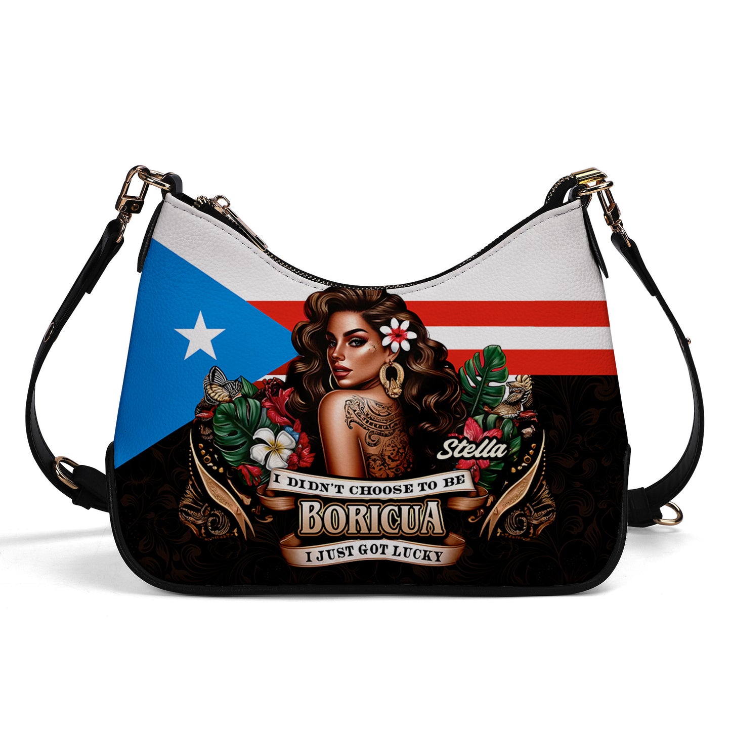 I didn't choose to be Boricua. I just got Lucky - Personalized Custom Chain Crossbody Handbag - BOR07S9