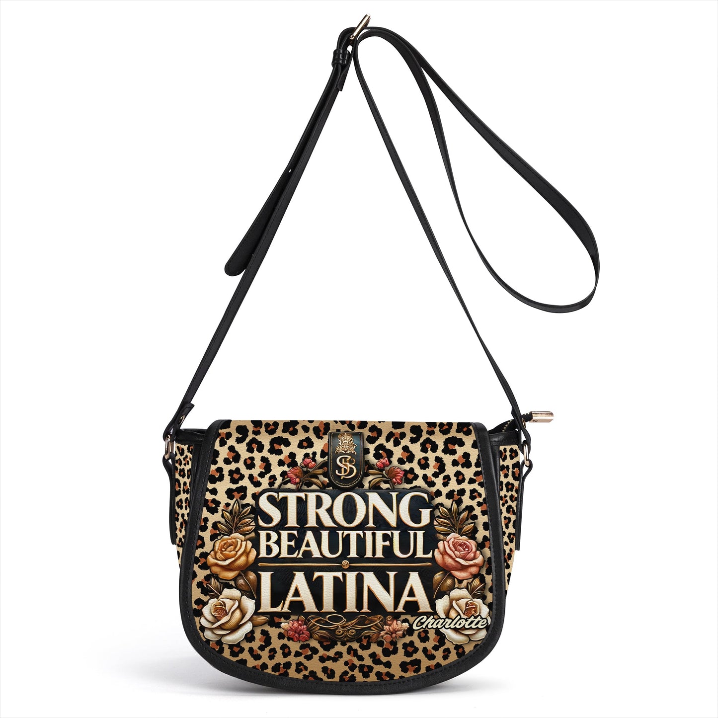 Strong Beautiful Latina - Personalized Leather Saddle Cross Body Bag LAT08S5