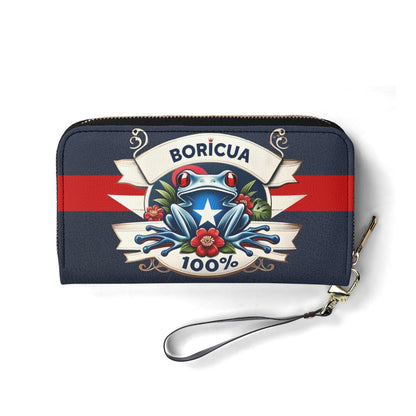 Boricua 100% - Personalized Leather Clutch Purse BOR09C