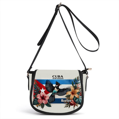 Cuba en mi Corazón - Personalized Leather Saddle Cross Body Bag CUB02S5