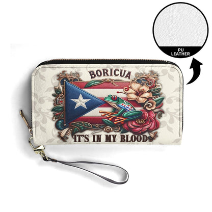 Boricua It's In My Blood - Personalized Leather Clutch Purse BOR01C