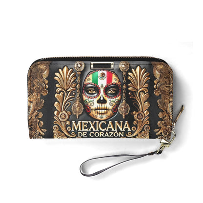 Mexicana de corazón - Personalized Leather Clutch Purse MEX04C