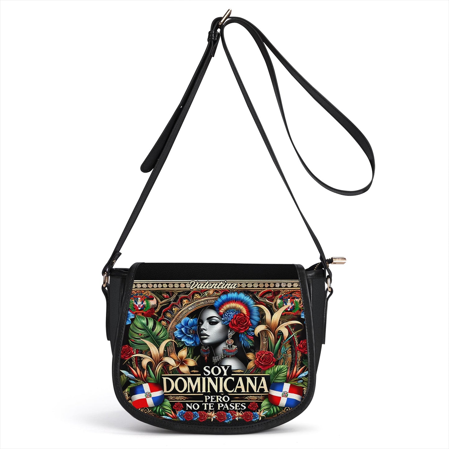 Soy Dominicana pero no te pases - Personalized Leather Saddle Cross Body Bag DOM06S5