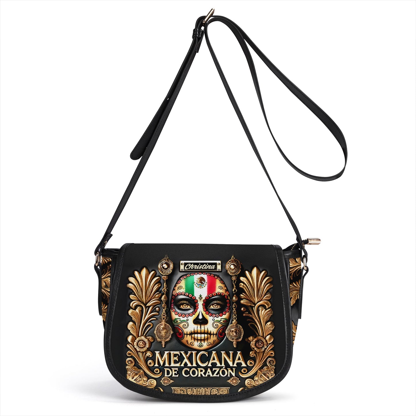 Mexicana de corazón - Personalized Leather Saddle Cross Body Bag MEX04S5