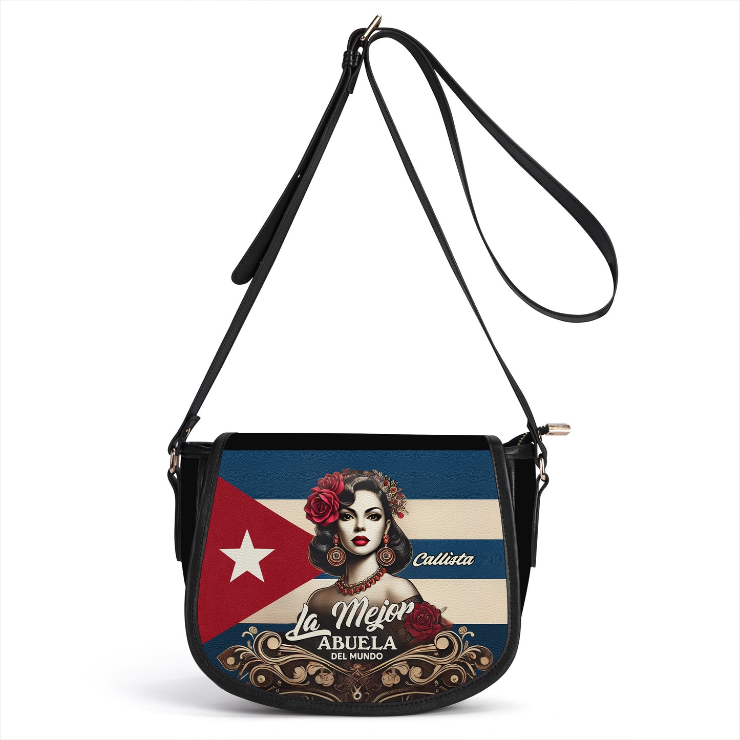 La Mejor Abuela Del Mundo - Personalized Leather Saddle Cross Body Bag CUB03S5