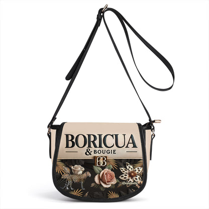 Boricua & Bougie - Personalized Leather Saddle Cross Body Bag BOR12S5