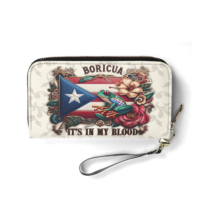 Boricua It's In My Blood - Personalized Leather Clutch Purse BOR01C