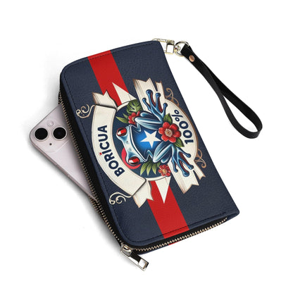 Boricua 100% - Personalized Leather Clutch Purse BOR09C